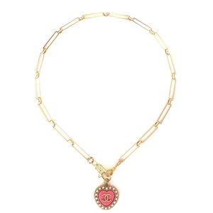 Shop 
Vintage Pink Heart Charm & Gold Filled Chain Necklace